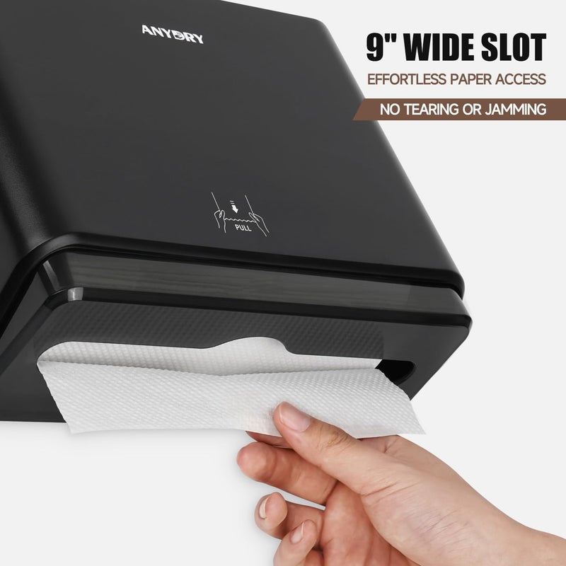 anydry 200-Sheet Wall-Mounted Paper Towel Dispenser, Fits Multi-Fold Towels up to 10x3.1 Inches, Perfect for Home & Business (Black) - Image 3